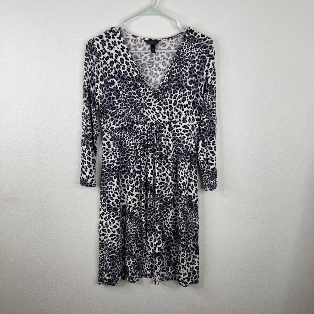 Soma Womens Dress Size S Animal Cheetah Print Long Sleeve Soft V Neck - Picture 1 of 5